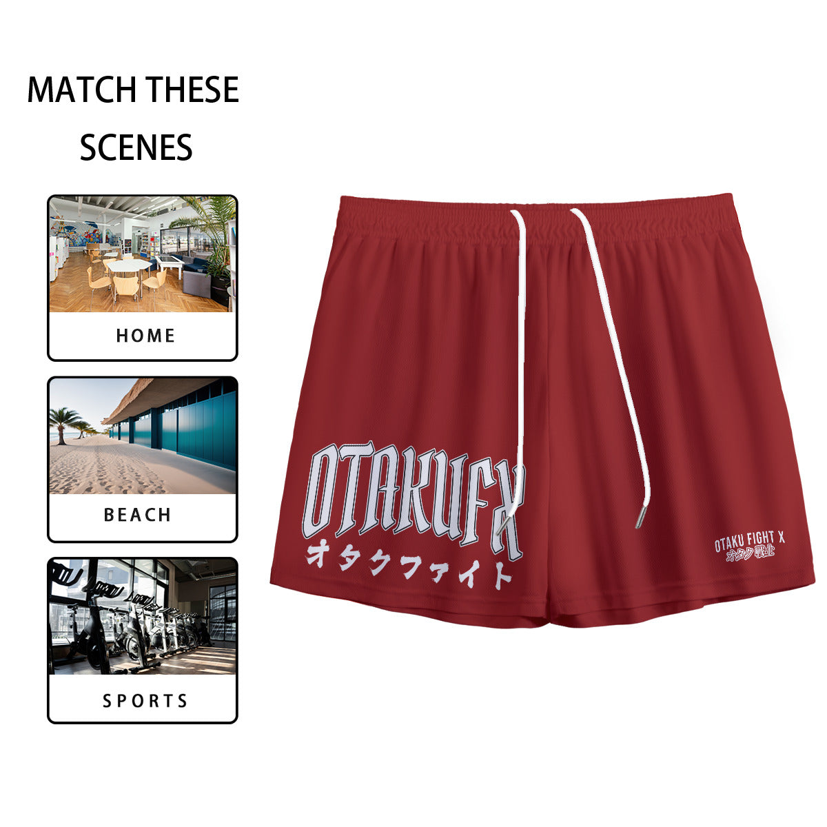 OTAKUFX Unlimited Mesh Gym Shorts (Crimson)